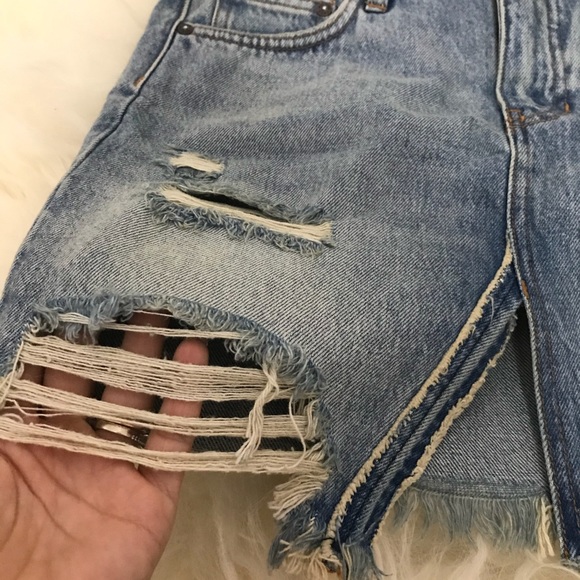 Free People Relaxed & Distressed Denim Skirt - Picture 4 of 7